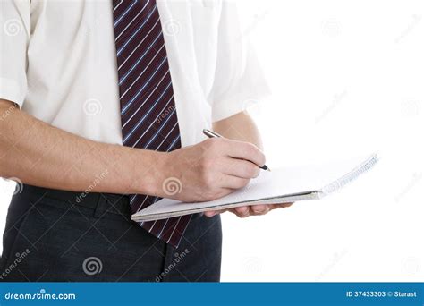 Business Man With Pen And Notepad Stock Image Image Of Businessperson