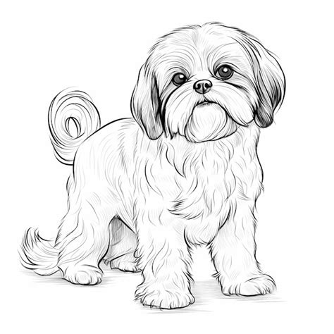 Libro De Colorear Para Adultos Con Un Perro Shih Tzu Durmiendo En Una