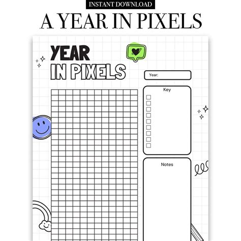 A Year In Pixels Printable Yearly Mood Tracker Year In Pixels Planner