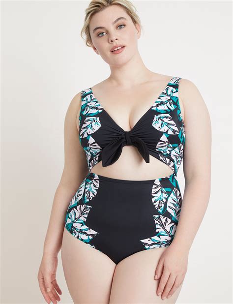 Eloquii Plus Size Tie Front One Piece Swimsuit