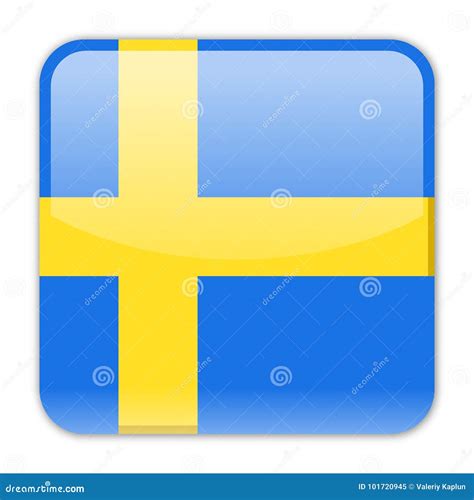 Sweden Flag Vector Square Icon Stock Illustration - Illustration of