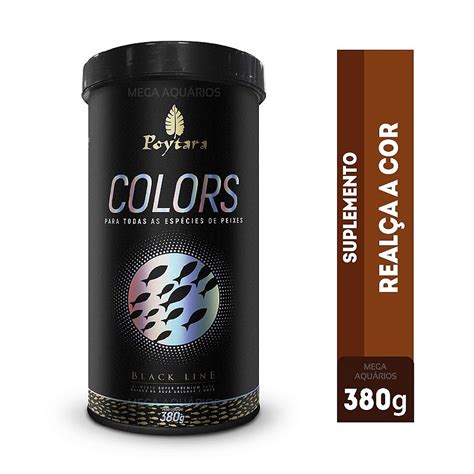 Ração peixes Poytara Colors 380g suplemento realça as cores Mega Aquários