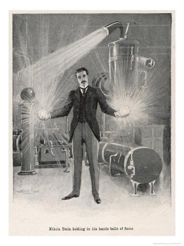 Nikola Croatian Inventor Holding Balls Of Flame In His Bare Hands