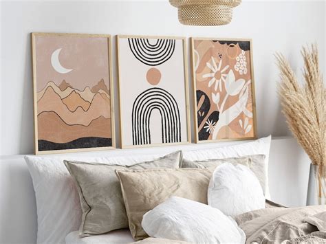Set Of 3 Prints Living Room Wall Art Abstract Art Printable Etsy