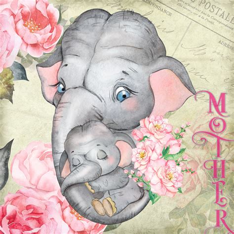 Vintage Mothers Day Elephant Poster Free Stock Photo Public Domain