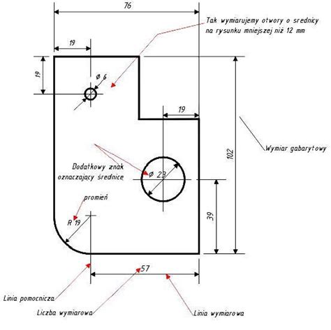 Rysunek Obraz Wymiarowanie Lukow Rysunek Techniczny