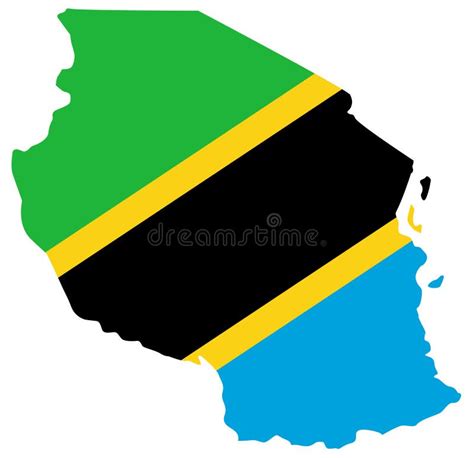 Bandera Y Mapa País De Tanzania En África Del Este Dentro De La