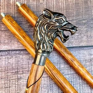 Wolf Head Designer Antique Style Handle Wooden Walking Stick Handmade