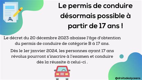 Le permis de conduire désormais possible à partir de 17 ans DROITS