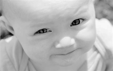 Child Baby Face Close Up Black White Wallpaper Coolwallpapersme