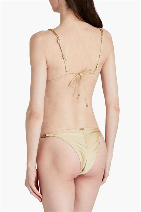 Cult Gaia Sanam Chain Embellished Triangle Bikini Top The Outnet