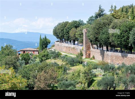 Montalcino Wall Walled Fortress City In Italy Val D Orcia Countryside