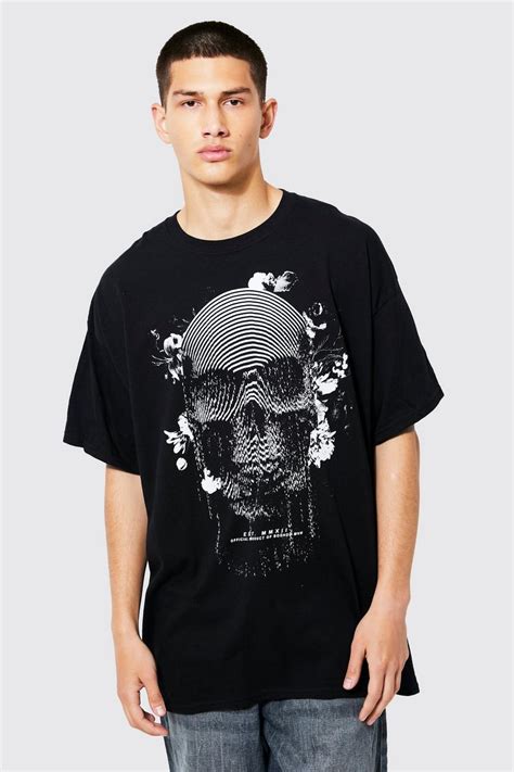 Oversized Detiled Skull Graphic T Shirt Boohoo