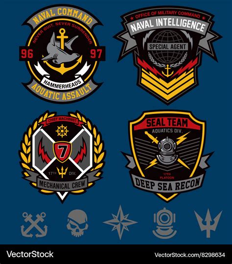 Navy Military Patch Emblem Set Royalty Free Vector Image