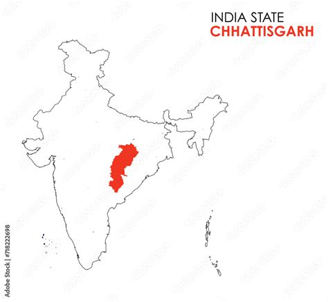 Chhattisgarh Map Of Indian State Chhattisgarh Map Vector Illustration