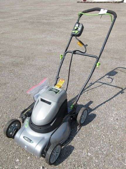 Earthwise cordless 24V 17" cut battery powered lawn mower, has two new batteries installed, runs ...