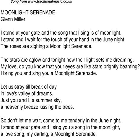 Top songs, 1939 music charts: lyrics for Moonlight Serenade