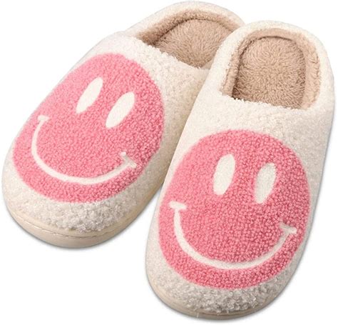 Mking Smiley Face Couple Style Unisex Soft Warm Rubber Sole Vamp Plush Lightweight Home Anti