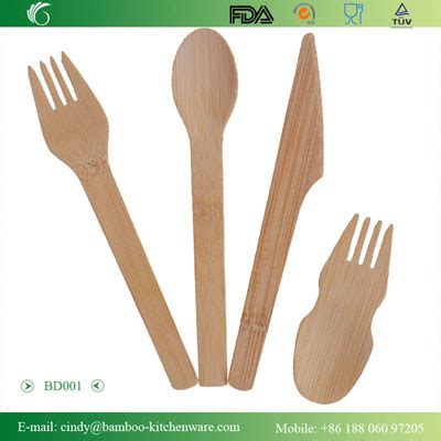 Bd001 Disposable Wooden Bamboo Cutlery Spoon Fork Knife Sets China