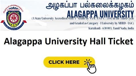 Alagappa University Hall Ticket For Ug Pg Semester Examination