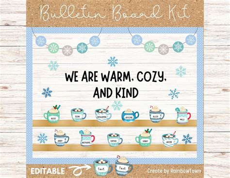 Winter Bulletin Board Kit Hot Cocoa Classroom Decor Printable Etsy