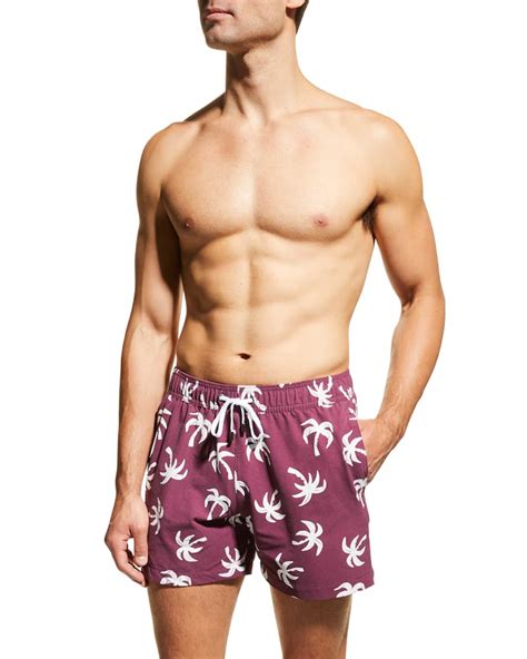 Onia Mens Charles 5 Geo Palm Swim Trunks Neiman Marcus