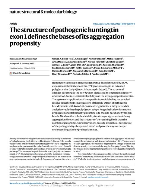 The Structure Of Pathogenic Huntingtin Exon Defines The Bases Of Its