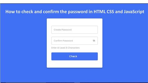 Check And Confirm Password Html Css Javascript Part 01 Rezaul 360 Youtube