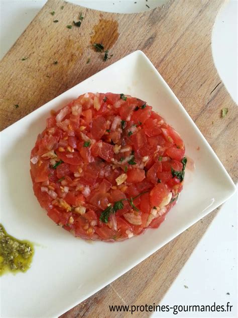 Tartare de tomates au basilic Protéines Gourmandes Tartare de