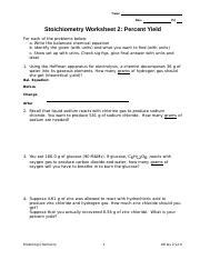 U8 Ws2 1 Pdf Name Date Pd Stoichiometry Worksheet 2 Percent Yield