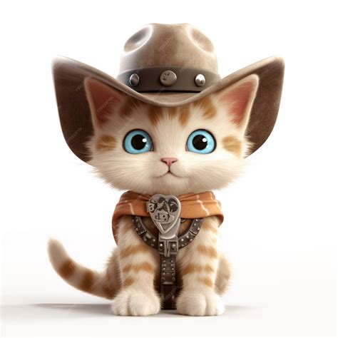 Premium AI Image | There is a cat wearing a cowboy hat and a leather ...