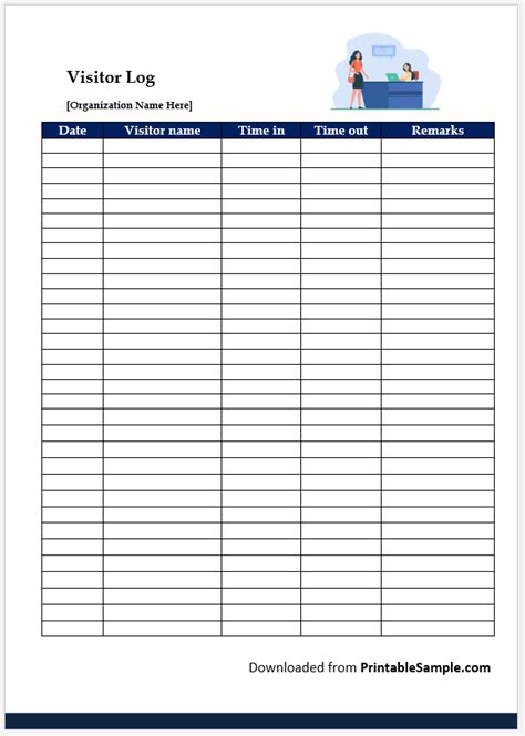 Free Sample Visitor Log Templates Printable Samples