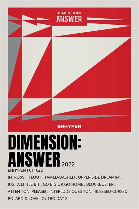 ENHYPEN DIMENSION ANSWER Minimalist Poster Music Poster Answers