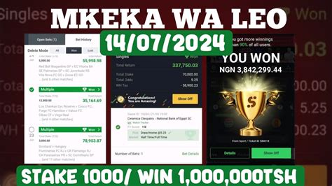 Odds Za Leo Ter 14 07 2024 Ni Uhakika Bet Hivi Ushinde Leo Utakuja