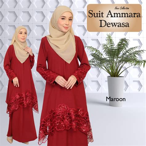 Baju Kurung Ammara Lace Material Italian Cotton Cey Suit Raya