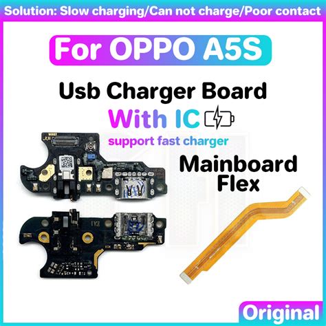 USB Charging charger port board for OPPO A5s with IC Mainboard Flex USB Port ribbon flex Cable ...