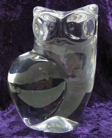 Large Owl Orrefors Clear Glass Crystal Figurine Paperweight Sweden Free