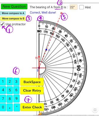 Geography teacher sharing: Compass direction and Compass bearing simulation using Geogebra