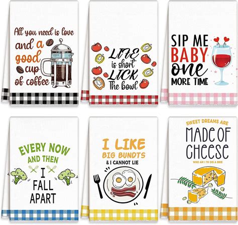 Amazon Redbaker 6 Pcs Wacky Kitchen Towels Funny Dish Towel