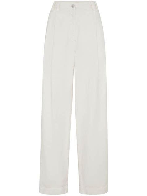 Brunello Cucinelli High Waisted Straight Leg Trousers White Farfetch