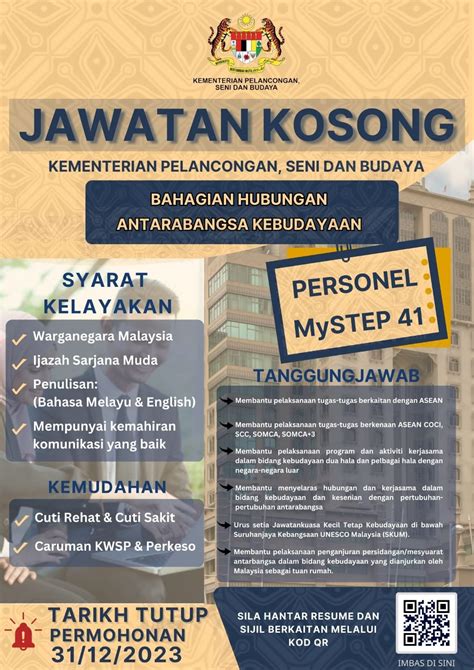 Iklan Jawatan Kementerian Pelancongan Seni Dan Budaya Malaysia Jobs Hub