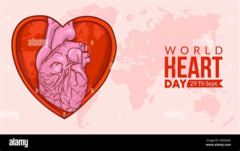 World Heart Day Concept Heart Organ Inside Love Heart Vector Illustration Stock Vector Image