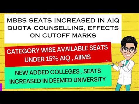 Mbbs Seats Increased In Aiq Counselling Effect On Cutoff Category