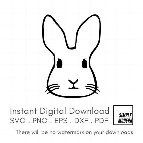 Rabbit Face Svg Files Simple Modern Svg