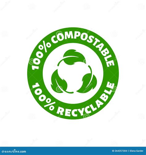 Recyclable Biodegradable Compostable Circle Green Inons Vector Eco Bio