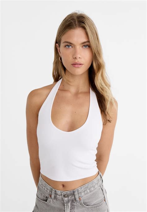 Halter Crop Top Womens Fashion Stradivarius United States