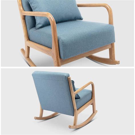 Sweeek Fauteuil Bascule Design En Bois Et Tissu Place Rocking