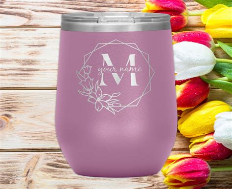 Personalized Wine Tumbler Custom Monogram Stemless Wine Etsy