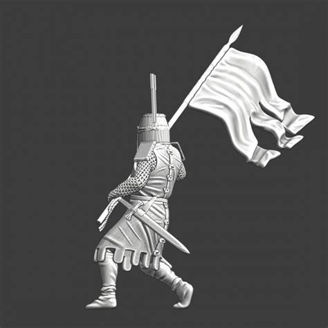 3d Printable Medieval Teutonic Order Knight With Banner By Northern