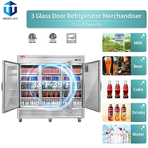 3 Glass Door Commercial Refrigerator 72 Cu Ft Stainless Steel Reach I Westlake Kitchen